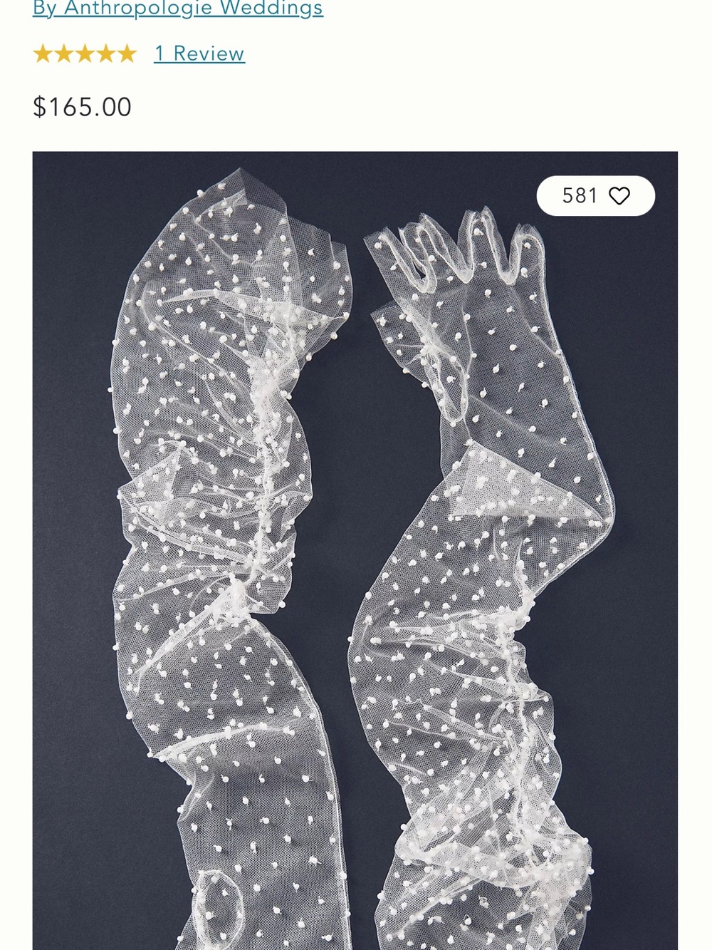 By Anthropologie - Wedding Over the Elbow Pearl Tulle Gloves